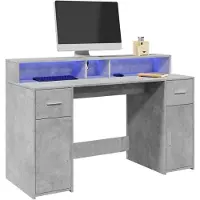 Prolenta Maison Exclusive - Scrivania con Luci LED Grigio Cemento 140x55x91 cm Multistrato