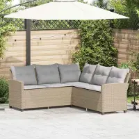 Prolenta Maison Exclusive - Divano a L con cuscini in polyrattan beige