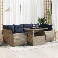 Prolenta Maison Exclusive - Set Divani da Giardino 7pz con Cuscini Grigio Polyrattan Acacia