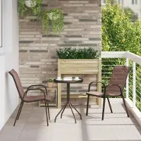 Prolenta Maison Exclusive - Set da giardino per bistro, 3 pezzi, colore marrone, acciaio