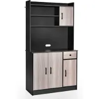 Costway Mobile da cucina alto 180 cm con stazione di ricarica integrata, credenza buffet con piano, piano di lavoro, cassetto, 4 ripiani regolabili