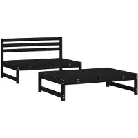 Syfax Set Salotto da Giardino 2 pz Nero in Legno Massello di Pino