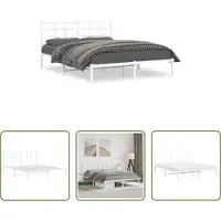 The Living Store Struttura letto con testiera in metallo bianco 160x200 cm