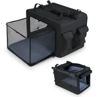 Costway cassa per cani pieghevole e portatile, box da trasporto con 2 aperture, finestra, cestino in rete e maniglie, borsa per cani di taglia media e grande 88x72x48cm