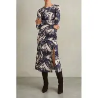 Reiss Ruched Print Midi Navy/neutral Taglia: 4 | Abiti Midi Outlet | Donna | Blu