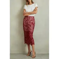 Reiss Lace Pencil Skirt Burgundy Taglia: 10 | Minigonne Outlet | Donna | Marrone