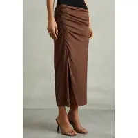 Reiss Ruched Midi Skirt Chocolate Taglia: 10 | Minigonne Outlet | Donna | Marrone