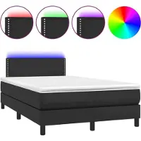 Syfax Giroletto a Molle con Materasso e LED Nero 120x200cm Pelle finta