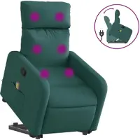 Syfax Poltrona Alzapersona Massaggiante Verde Scuro in Tessuto