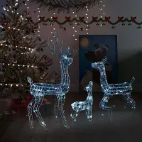 The Living Store LED renna famiglia decorazione natalizia acrilico 300 LED bianco freddo