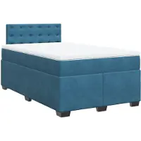 Syfax Giroletto a Molle con Materasso Blu Scuro 120x190 cm in Velluto