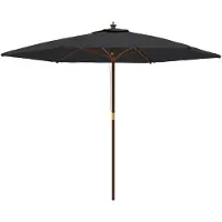 Syfax Ombrellone da Giardino con Palo in Legno Nero 299x240 cm