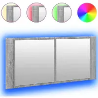 Syfax Armadietto Specchio con LED da Bagno Grigio Sonoma 100x12x45 cm