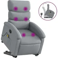 Syfax Poltrona Alzapersona Massaggi Reclinabile Grigio Chiaro Tessuto