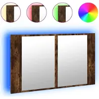 Syfax Armadietto a Specchio con LED Rovere Fumo 80x12x45cm Acrilico
