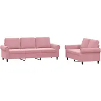 Syfax Set di Divani 2 pz con Cuscini rosa in Velluto