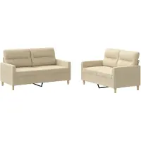 vidaXL Set divano 2 pezzi con cuscini in tessuto crema