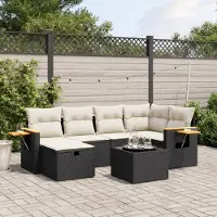 Prolenta Maison Exclusive - Set Divani da Giardino con Cuscini 7pz Nero Polyrattan