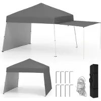 Costway padiglione pop-up 430x280cm con 2 pareti laterali convertibili in tenda da sole, padiglione da giardino portatile, tenda da campeggio, tenda per feste all'aperto grigio