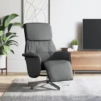 Prolenta Maison Exclusive - Poltrona relax con poggiapiedi, color grigio scuro, rivestita in tessuto
