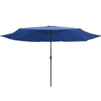 Syfax Ombrellone da Esterni con Palo in Metallo 390 cm Azzurro