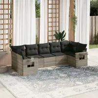 Prolenta Maison Exclusive - Set da giardino 7 pezzi con cuscini Grigio chiaro Polyrattan