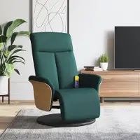 Prolenta Maison Exclusive - Poltrona massaggiante con poggiapiedi, rivestita in tessuto verde scuro