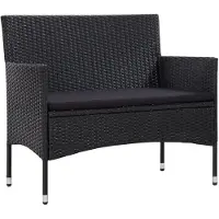 Syfax Set Divani da Giardino 4 pz con Cuscini in Polyrattan Nero