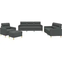 Syfax Set di Divani 4 pz con Cuscini Grigio Scuro in Tessuto