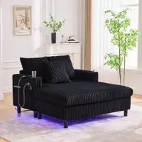 Kein Hersteller Spaziosa e morbida chaise longue reclinabile con portabicchieri laterali, porte USB, illuminazione ambientale a LED integrata, perfetta per il soggiorno, la camera da letto o il giardino d'inverno