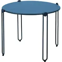 Oviala Set di 2 tavolini da caffè da giardino impilabili blu Pacifico - Oros