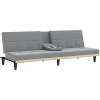 Syfax Divano Letto con Portabicchieri in Tessuto Grigio Chiaro