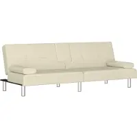 Syfax Divano Letto con Portabicchieri in Pelle finta Crema