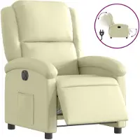 Syfax Poltrona Reclinabile Elettrica Crema in Vera Pelle