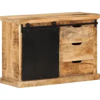 Syfax Credenza 80x30x55 cm in Legno Grezzo Massello di Mango