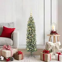 Prolenta Maison Exclusive - Albero di Natale artificiale slanciato, verde e bianco, 120 cm