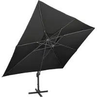 Syfax Ombrellone da giardino a sbalzo con doppio piano nero 400x300cm