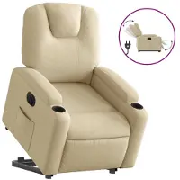 Syfax Poltrona Alzapersona Reclinabile Elettrica Crema in Tessuto