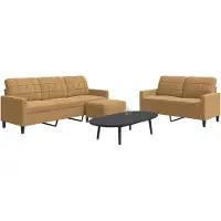 Prolenta Maison Exclusive - Set divano a 3 pezzi con cuscini in velluto marrone