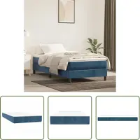 The Living Store Materasso a molle insacchettate blu scuro 120x190x20 cm in velluto