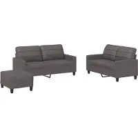 Syfax Set di Divani 3 pz con Cuscini Grigio in Pelle finta