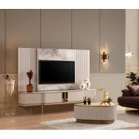 Xl Moebel Gmbh Lavagna bianca con cornice TV mobili di design per il soggiorno cornice in acciaio inox