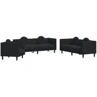 Syfax Set di Divani 3 pz con Cuscini Nero in Velluto