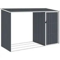 Syfax Capanno per Legna Antracite 245x98x159 cm in Acciaio Zincato