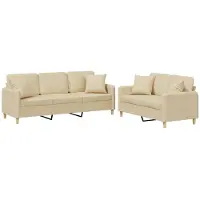 Syfax Set Divani 2 pz con Cuscini Crema in Tessuto
