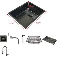 OEM Lavello da cucina, acciaio inox, monovasca, 60x43cm B