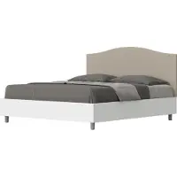 Ityhome - Letto senza rete 160x200 struttura bianco frassino testata Pelle finta tortora Grace