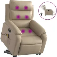 Syfax Poltrona Alzapersona Massaggio Elettrica Cappuccino Pelle finta