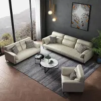 AEA Luxuriöse Wohnzimmer Sofagarnitur 3+2+1 Set Garnitur Leder Polster Couchen