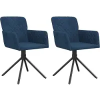 Syfax Sedie da Pranzo Girevoli 2 pz Blu in Velluto